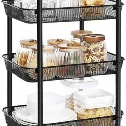 Groothandel ❤️ IN-HOMEXL IN.HOMEXL Dole Serveerwagen - Keukentrolley Op Wieltjes - Keuken Organizer - Kantoor - Badkamer - Zwart - 41 X 32.5 X 108cm 🔥 -Bosch verkoop 332x840 1