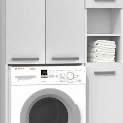 Kopen ✨ Merkloos Wasmachine Opbouwmeubel Wit Met Extra Kast 🎁