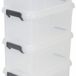 Gloednieuw 🔥 Iris Ohyama Multibox Opbergbox -6L - Kunststof - Transparant/Zwart - Set Van 4 🥰