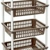 Uitgang 👏 Forte Plastics Taupe Opberg Trolley/roltafel Met 4 Manden 40 X 50 X 85 Cm - Etagewagentje/karretje Met Opbergkratten 😀