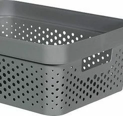 Beste Verkoop 🤩 Curver Infinity Recycled Dots Opbergbox - 11L - Antraciet 😉