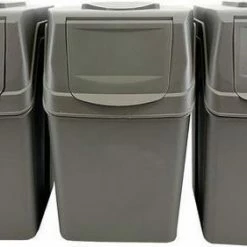 Promo ❤️ Prosperplast Set Van 3 Stuks Kunststof Afvalscheidingsbakken Grijs Van 25 Liter - Scheidingsprullenbakken 💯 -Bosch verkoop 550x281 3