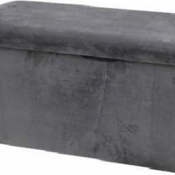 Korting 🤩 Merkloos Opbergpoef XL - Handig Opberg Ruimte - Luxe Velvet Opbergpoef XL -GRIJS (76 X 38 X 38CM) ⭐