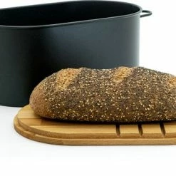 Gloednieuw 🛒 Exilien Broodtrommel Met Snijplank - Broodbox - Brood Bewaren - Zwart 🎁 -Bosch verkoop 550x356 7