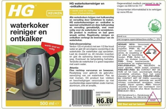 Begroting βοΈ HG Waterkokerreiniger En -ontkalker - 500ml - Reinigt En Ontkalkt - Voor 4 Behandelingen π 2 Begroting βοΈ HG Waterkokerreiniger En -ontkalker - 500ml - Reinigt En Ontkalkt - Voor 4 Behandelingen π - Afbeelding 2