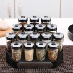 Goedkoop 😉 Merkloos Decopatent® Kruidenrek Incl. 16 Glazen Kruiden Potjes - Rvs Strooideksel - Staand Kruiden & Specerijen Rek - Kruidenpotjes Glas 💯 -Bosch verkoop 550x366 15