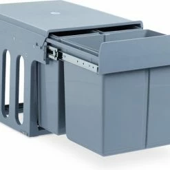 Uitgang 🥰 Relaxdays Inbouw Prullenbak Keuken - Uitschuifbare Vuilnissysteem - 3 Vakken - Grijs ✔️