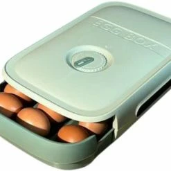 Coupon 🛒 EGG BOX Groen Ei Opbergbox Eierhouder Eierdoos Koelkast Organizer - Eierhouder 🎉