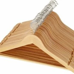 Flash-uitverkoop 👍 Merkloos Set Van 20 Houten Kledinghangers | Houten Kapstok | Kleerhanger Met Inkeping En Broeklat | Broekhanger | 360° Draaibare Haak 👍