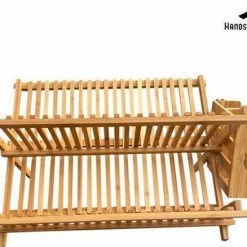 Beste Pirce 😀 Hands Of Love Afdruiprek Met Bestekbakje Met 2 Microvezeldoekjes - Druiprek - Opvouwbaar Afwasrek - Bamboe Hout ❤️