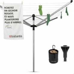 Nieuw ✨ Brabantia Lift-O-Matic Advance Droogmolen Met Kunststof Betonanker, Beschermhoes En Wasknijpertasje - 60 M - Metallic Grey 👏 -Bosch verkoop 550x450 3