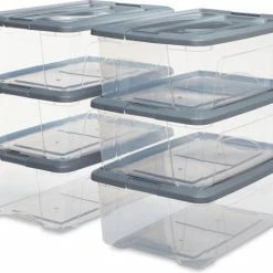 Hete verkoop ⌛ IRIS OHYAMA IRIS New Topbox Opbergbox - 30L - Kunststof - Transparant/Zilvergrijs - Set Van 6 🎉