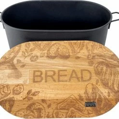 Gloednieuw 🛒 Exilien Broodtrommel Met Snijplank - Broodbox - Brood Bewaren - Zwart 🎁 -Bosch verkoop 550x476 4