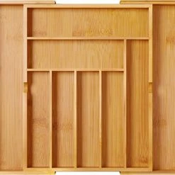 Goedkoopste 😉 BOTC Uitschuifbare Bestekbak - Bamboe -Bestekcassette Hout - Besteklade - 44 X 50 X 5 Cm - 8 Vakken 👏 -Bosch verkoop 550x477 1