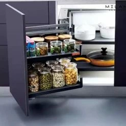 Flash-uitverkoop 😍 Milano Luxurious® Magic Corner - Hoek Keukenkast Organizer- Uitschuiflades - 4 Plateaus, 2 Levels - 48 X 87 X 58 Cm - Deurbreedte 40 Cm – Antraciet 🛒 -Bosch verkoop 550x478 1