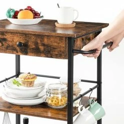 Goedkoop 👏 Merkloos Signature Home Niff Keukentrolley Met Lades - Keukeneiland Op Wielen- 3-laags Serveerwagen Met Armleuningen En Haken - Keuken Organizervintage Bruin 🛒 -Bosch verkoop 550x484 7