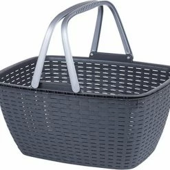Coupon ⌛ Wooners Retro Boodschappenmand Met Handvaten - Antraciet 🥰