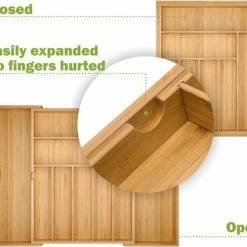 Goedkoopste 😉 BOTC Uitschuifbare Bestekbak - Bamboe -Bestekcassette Hout - Besteklade - 44 X 50 X 5 Cm - 8 Vakken 👏 -Bosch verkoop 550x491 9