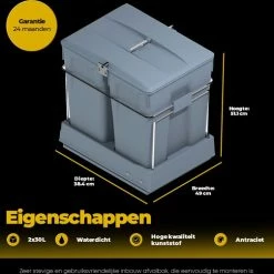 Top 10 π Eleganca Afvalbak 2x30L - Uittrekbare Prullenbak - Inbouw Afvalemmer 60L - Grijs - B38,4xD49xH51,1cm β 9 Top 10 π Eleganca Afvalbak 2x30L - Uittrekbare Prullenbak - Inbouw Afvalemmer 60L - Grijs - B38,4xD49xH51,1cm β -Bosch verkoop 550x503