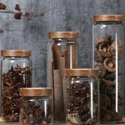 Aanbiedingen ✨ Luxaliving Voorraad Potset Van Beste Glaskwaliteit|bamboe Hout Deksel | 5 Stuks|Luchtdichte Deksel| 🌟