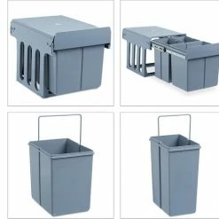 Uitgang 🥰 Relaxdays Inbouw Prullenbak Keuken - Uitschuifbare Vuilnissysteem - 3 Vakken - Grijs ✔️ -Bosch verkoop 550x515 7