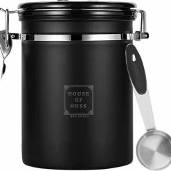 Begroting 🔔 House Of Husk Koffieblik Met CO² Ventilatie - Bewaarblik - Voorraadbussen - Voorraadblik - RVS - Zwart - 1.5 Liter ✔️