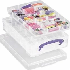 Beste deal 😉 Really Useful Boxes Really Useful Box Opbergdoos - Opbergbox Met Deksel 4 Liter - Inclusief Dividers - Transparant 😍