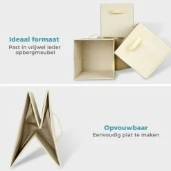 Korting 🌟 LifeGoods Kast Organizers - 6 Stuks - 20L - Textiel - Beige 🔥 -Bosch verkoop 550x528 3