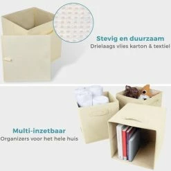 Korting 🌟 LifeGoods Kast Organizers - 6 Stuks - 20L - Textiel - Beige 🔥 -Bosch verkoop 550x528 4