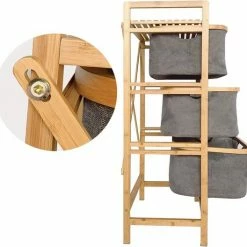 Coupon 🛒 Uhi Creation Duurzame Wasmand Met 3 Uittrekbare Vakken Van Bamboe Rek Wassorteerder Wasmand Badkamerrek Opslag 😍 -Bosch verkoop 550x528 5