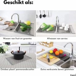 Beste Verkoop 🔔 Fain® Luxe Afdruiprek – Pannenonderzetter Hittenbestendig – Grijs Met RVS – 45 X 35 Cm – Afkoelrooster – Afdruiprek Voor Boven Gootsteen – Afdruiprek Oprolbaar – Afdruipmat – Afdruiprooster - Afdruiprek Metaal 👏 -Bosch verkoop 550x532 3