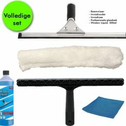 Beste Verkoop 😍 Octoclean.nl Professionele Glazenwassers -Zeemset- 35 Cm Rvs Raamtrekker Met Inwashouder Met Hoes | GRATIS Window Liquid. 500ml ⌛