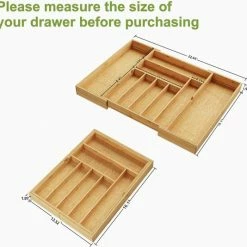 Goedkoopste 😉 BOTC Uitschuifbare Bestekbak - Bamboe -Bestekcassette Hout - Besteklade - 44 X 50 X 5 Cm - 8 Vakken 👏 -Bosch verkoop 550x534 8
