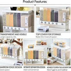 Kopen 😀 ZX Food Dispensers - Cereal & Noten Dispensers - Rijst Dispensers - 6 Containers - Wit - BlackFriday 🧨 -Bosch verkoop 550x542