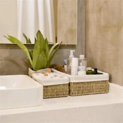 Beste recensies van 😍 ESSIBLE Set Van 3 Stuks - Luxe Manden - Opbergmand - Geweven - Decoratieve - Handgemaakte - Rechthoekige - Manden - Katoen - Riet ⌛ -Bosch verkoop 550x550 13