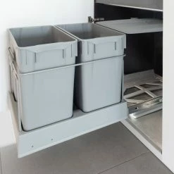 Top 10 🔔 Eleganca Afvalbak 2x30L - Uittrekbare Prullenbak - Inbouw Afvalemmer 60L - Grijs - B38,4xD49xH51,1cm ⌛