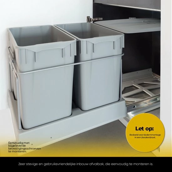 Top 10 π Eleganca Afvalbak 2x30L - Uittrekbare Prullenbak - Inbouw Afvalemmer 60L - Grijs - B38,4xD49xH51,1cm β 6 Top 10 π Eleganca Afvalbak 2x30L - Uittrekbare Prullenbak - Inbouw Afvalemmer 60L - Grijs - B38,4xD49xH51,1cm β - Afbeelding 6