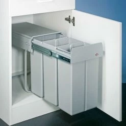 Uitgang 😉 Wesco Trenta Inbouw Prullenbak - 3 X 10 L - Grijs 💯