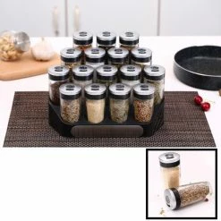 Goedkoop 😉 Merkloos Decopatent® Kruidenrek Incl. 16 Glazen Kruiden Potjes - Rvs Strooideksel - Staand Kruiden & Specerijen Rek - Kruidenpotjes Glas 💯