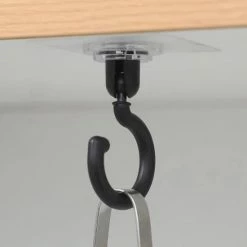 Gloednieuw 😀 FSW-Products - 1 Stuk - Zelfklevende Ophanghaak - Plafondhaak - Zwart - Kunststof - Haak - Ophanghaken - Kledinghaken - Wandhaken - Muur - Handdoekhaak - Badkamerhaak - Keukenhaak 🎁