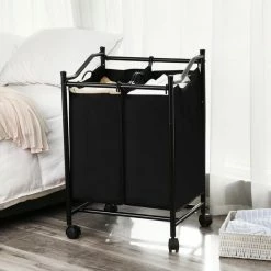 Goedkoop 😀 Songmics Wassorteerder 2 Vakken - 90 L Zwart Opvouwbaar - Wassorteerder - Wasmand 💯 -Bosch verkoop 550x550 292