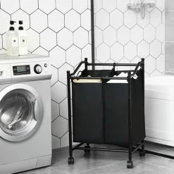 Goedkoop 😀 Songmics Wassorteerder 2 Vakken - 90 L Zwart Opvouwbaar - Wassorteerder - Wasmand 💯 -Bosch verkoop 550x550 293