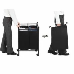 Goedkoop 😀 Songmics Wassorteerder 2 Vakken - 90 L Zwart Opvouwbaar - Wassorteerder - Wasmand 💯 -Bosch verkoop 550x550 296