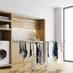 Groothandel ❤️ Relaxdays Droogrek XXL - Droogtoren Vouwbaar - Wasrek Op Wielen - Vleugels - Zilver ✨ -Bosch verkoop 550x550 368