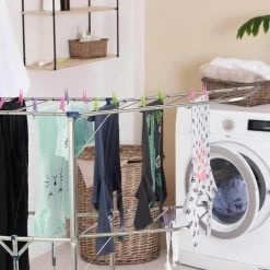 Groothandel ❤️ Relaxdays Droogrek XXL - Droogtoren Vouwbaar - Wasrek Op Wielen - Vleugels - Zilver ✨ -Bosch verkoop 550x550 370