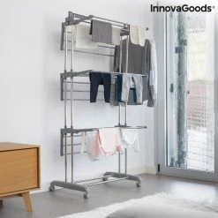 Kopen 👍 Merkloos Folver Wasrek Inklapbaar - Op Wieltjes - Droogrek Inklapbaar - Droogtoren - 17 Meter Hangruimte - 24 Stangen - 30KG - Grijs 👍 -Bosch verkoop 550x550 482