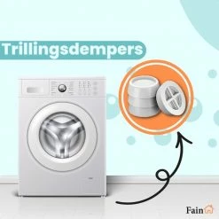 Goedkoopste ✨ Fain - Trillingsdempers Wasmachine – Set Van 4 Stuks – Wit - Voetjes Wasmachine & Droger - Wasmachine Demper – Anti Trillings / Vibratie Dempers Pads – Antislip Rubber – Trillingsmat – Antislipmat - Extra Dik 🤩