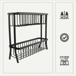 Gloednieuw 😀 Orange85 Keukenrek Staand - Aanrecht - Kruidenrek - 2 Lagen - Zwart ⌛ -Bosch verkoop 550x550 60