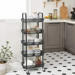 Groothandel ❤️ IN-HOMEXL IN.HOMEXL Dole Serveerwagen - Keukentrolley Op Wieltjes - Keuken Organizer - Kantoor - Badkamer - Zwart - 41 X 32.5 X 108cm 🔥 -Bosch verkoop 550x550 610