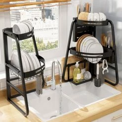 Goedkoop 🔥 Chefs Cuisine Afdruiprek - Keuken Organizers - Aanrecht Organiser - Hoekrek - Zwart - Roestvrijs Staal ⭐ -Bosch verkoop 550x550 623